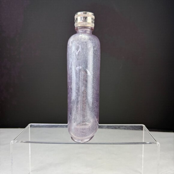 Vintage Purple Tint Glass Medicine Bottle With Screw Top - Picture 4 of 14